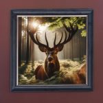 Staring Stag - Velvet Printed Frame Hung Up