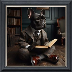 Student French Bulldog - Velvet Printed Frame