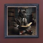 Student French Bulldog - Velvet Printed Frame Hung Up