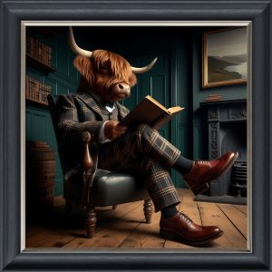 Studious Cow - Velvet Printed Frame