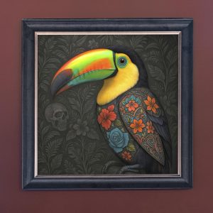 Tattooed Toucan - Velvet Printed Frame Hung Up