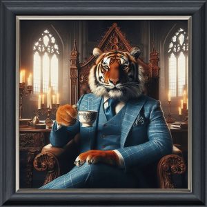 Tiger for Tea - Velvet Printed Frame