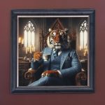 Tiger for Tea - Velvet Printed Frame Hung Up