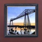 Transporter Bridge - Velvet Printed Frame Hung Up
