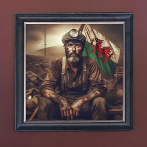 Welsh Miner - Velvet Printed Frame Hung Up