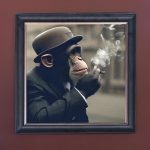 Winston Chimpchill - Velvet Printed Frame Hung Up