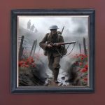 Misty Trench - Velvet Printed Frame Hung Up