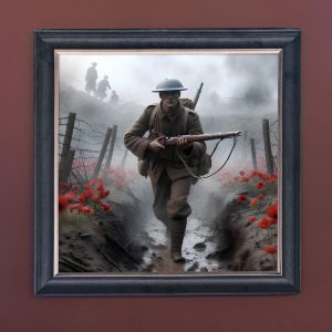 Misty Trench - Velvet Printed Frame Hung Up