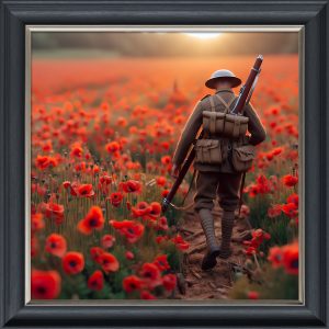 Poppy Field at Dawn - Velvet Printed Frame