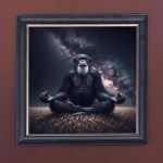Yoga Chimp - Velvet Printed Frame Hung Up