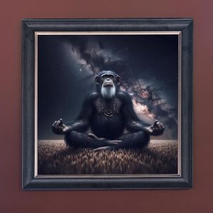 Yoga Chimp - Velvet Printed Frame Hung Up