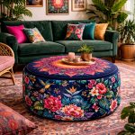 Mandala Gypsy Caravan bespoke fabric pouffe - Lifestyle