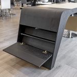 Noir Arc Executive Desk - Side Compartment Open