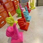 Painted Thumbs Up Hands in our Showroom