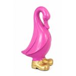 Painted Duck in Gold Boots - Pink