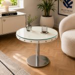 Upholstered Table - Cream Top Lifestyle