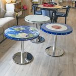 70cm Upholstered Tables in our Showroom