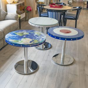 70cm Upholstered Tables in our Showroom