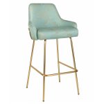 Camden Bar Stool - Jade Fabric with Brass Frame