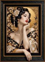 Golden Blossom Illusion Printed Frame