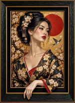 Golden Sakura Illusion Printed Frame