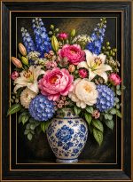 Porcelain Bloom Illusion Printed Frame