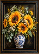 Serene Sunflowers Illusion Printed Frame