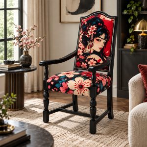 Japanese Anime Geisha Design Stag Chair - Lifestyle